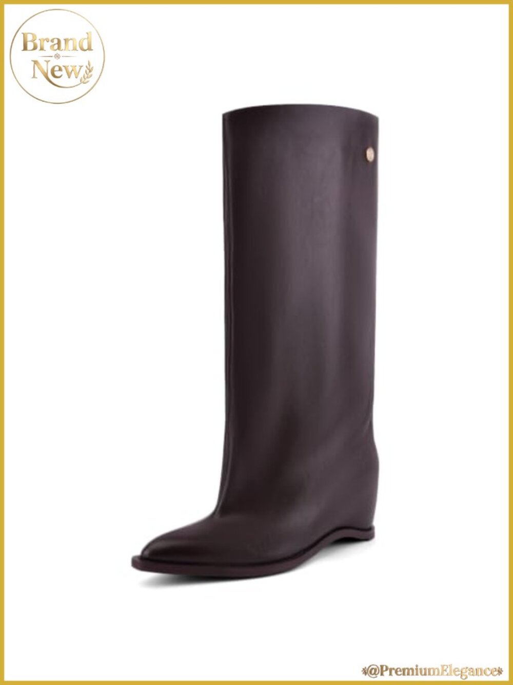 Womens Knee High Wide Calf Boots Faux Leather 2.75 Inch Heel Tall